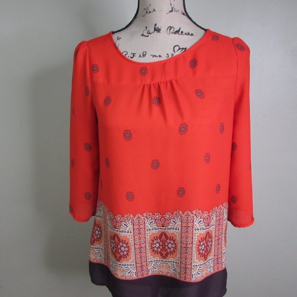 Maeve Anthropologie Blouse 2 Red Boho Floral